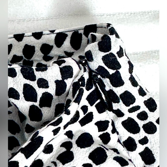 Express | Black & White Dotted Ruffled Wrap Mini Skirt with Tie - Picture 7 of 8